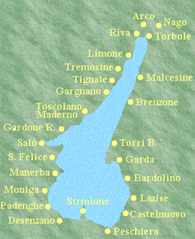 Gardasee Karte mit Links zu allen Orte